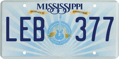 MS license plate LEB377