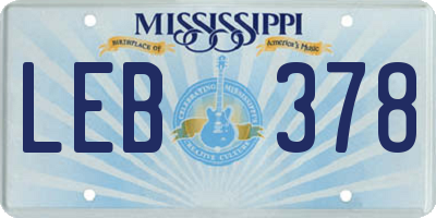 MS license plate LEB378