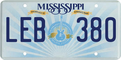 MS license plate LEB380