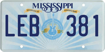 MS license plate LEB381