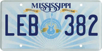MS license plate LEB382
