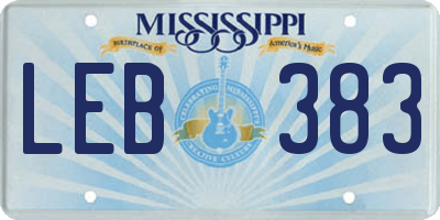 MS license plate LEB383