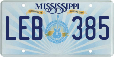 MS license plate LEB385