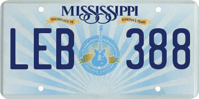 MS license plate LEB388