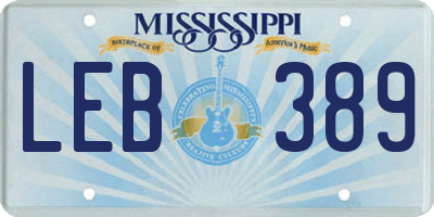 MS license plate LEB389