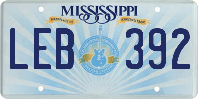 MS license plate LEB392