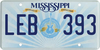 MS license plate LEB393
