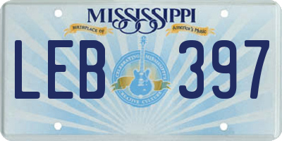 MS license plate LEB397