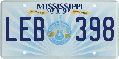 MS license plate LEB398