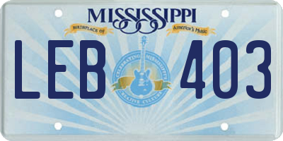MS license plate LEB403