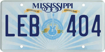 MS license plate LEB404