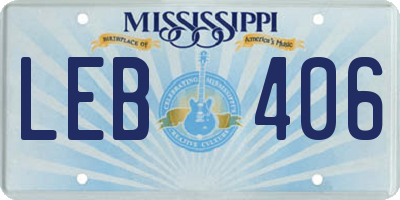 MS license plate LEB406