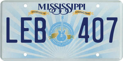 MS license plate LEB407