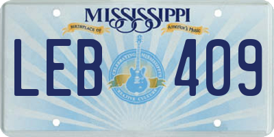 MS license plate LEB409
