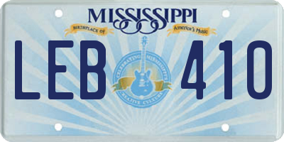 MS license plate LEB410