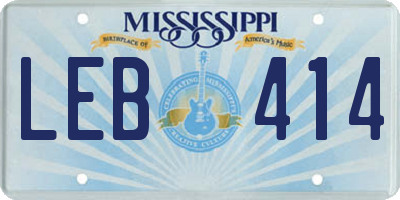 MS license plate LEB414