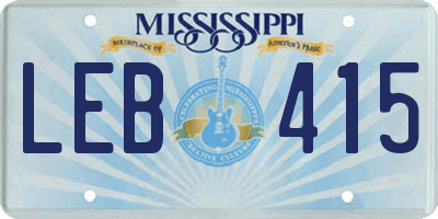 MS license plate LEB415