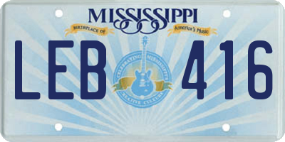 MS license plate LEB416