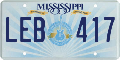 MS license plate LEB417
