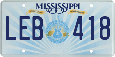 MS license plate LEB418
