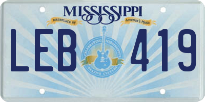 MS license plate LEB419