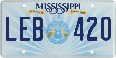 MS license plate LEB420