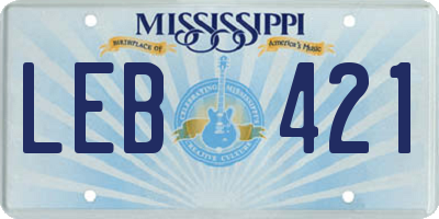 MS license plate LEB421