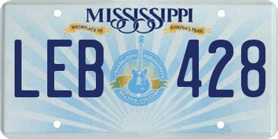 MS license plate LEB428