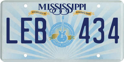 MS license plate LEB434