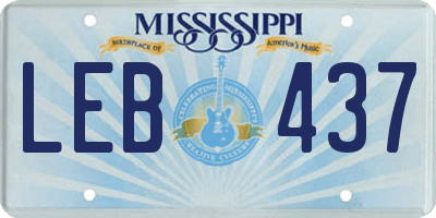 MS license plate LEB437