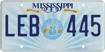 MS license plate LEB445