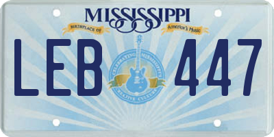 MS license plate LEB447