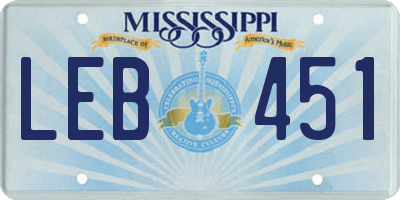 MS license plate LEB451
