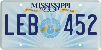 MS license plate LEB452