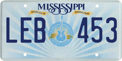 MS license plate LEB453