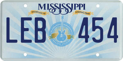 MS license plate LEB454
