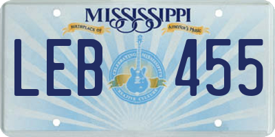 MS license plate LEB455