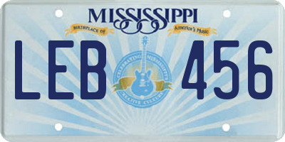 MS license plate LEB456