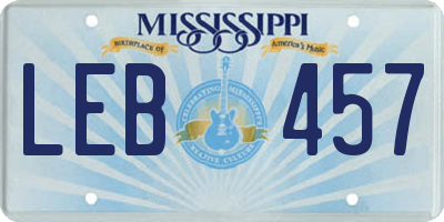 MS license plate LEB457