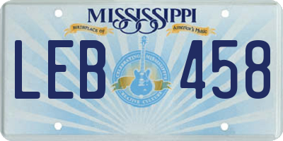 MS license plate LEB458
