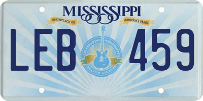 MS license plate LEB459