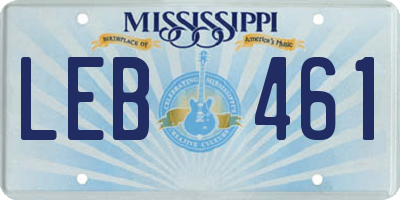 MS license plate LEB461