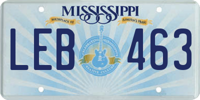 MS license plate LEB463