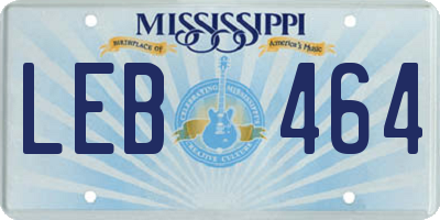 MS license plate LEB464