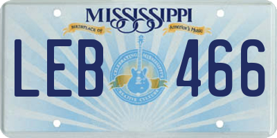 MS license plate LEB466