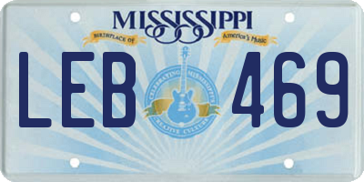 MS license plate LEB469