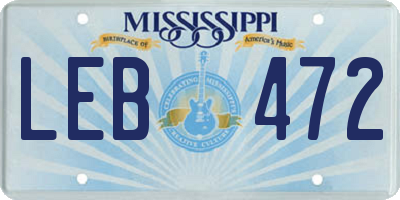 MS license plate LEB472
