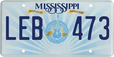 MS license plate LEB473