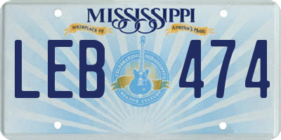 MS license plate LEB474