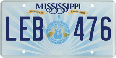 MS license plate LEB476